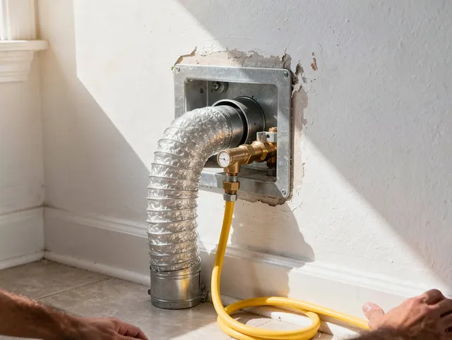 Derby Dryer Vent Cleaning certified technician performing specialized gas dryer vent cleaning in Derby